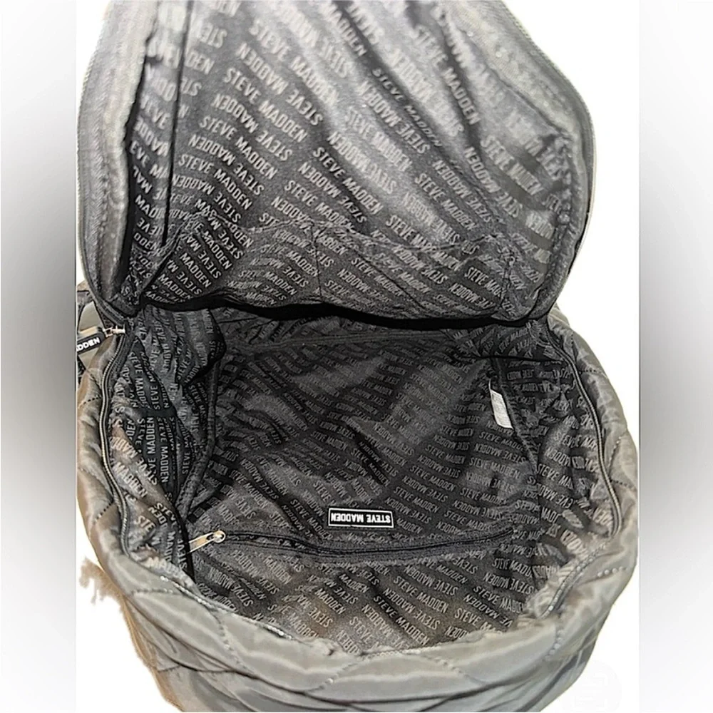 Steve Madden Quilted Black Backpack Set